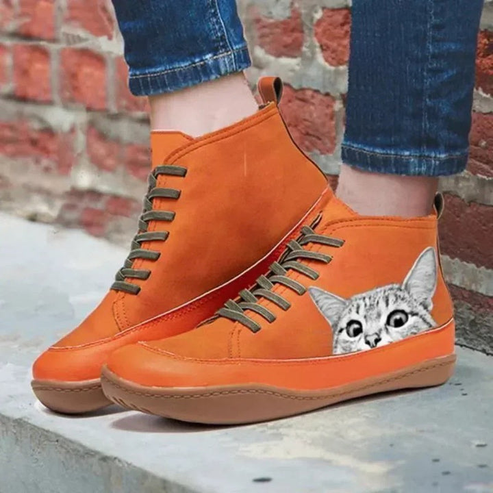 Ankle Boots - -Up - Cat Graphic
