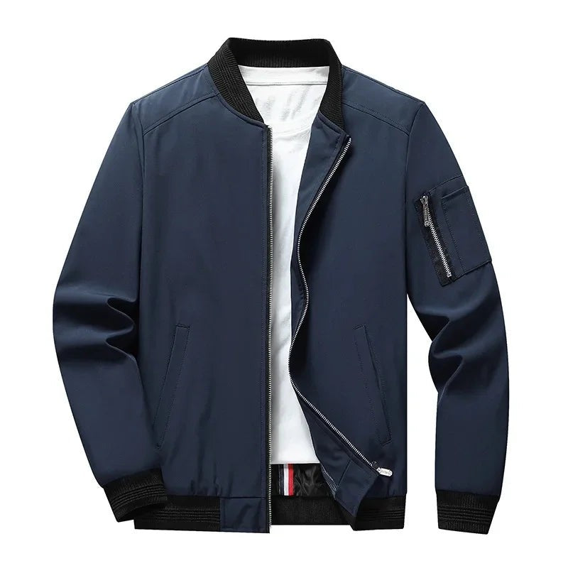 Men's Bomber Jacket - Ribbed Hem and Cuffs