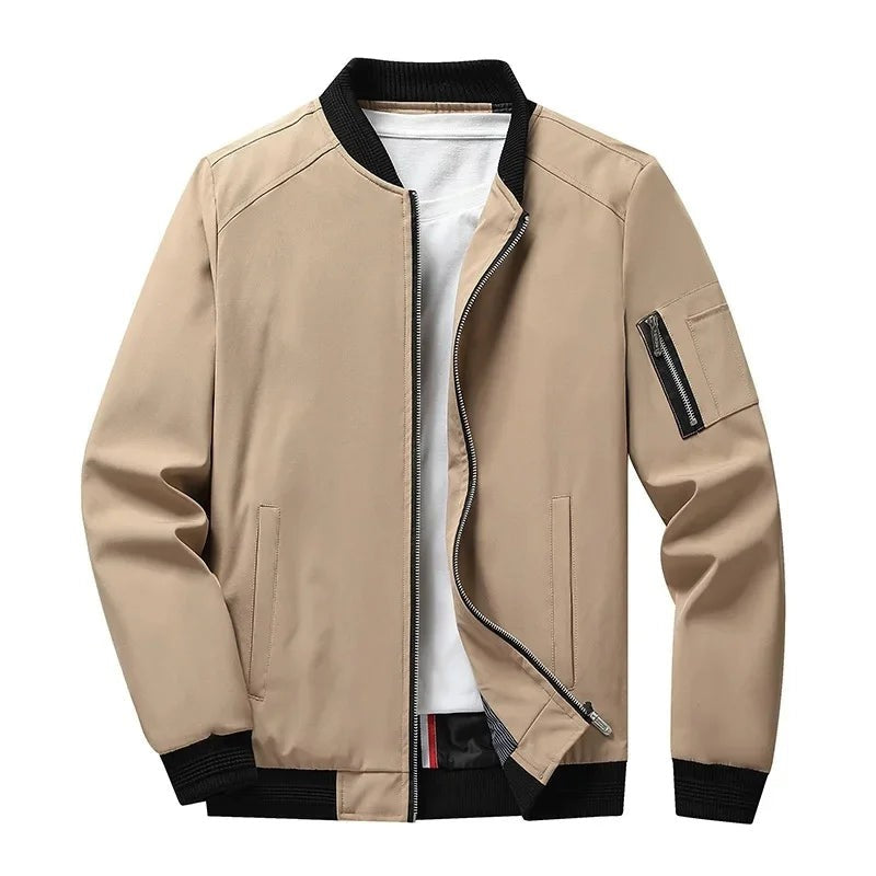 Men's Bomber Jacket - Ribbed Hem and Cuffs