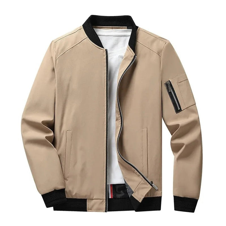 Men's Bomber Jacket - Ribbed Hem and Cuffs