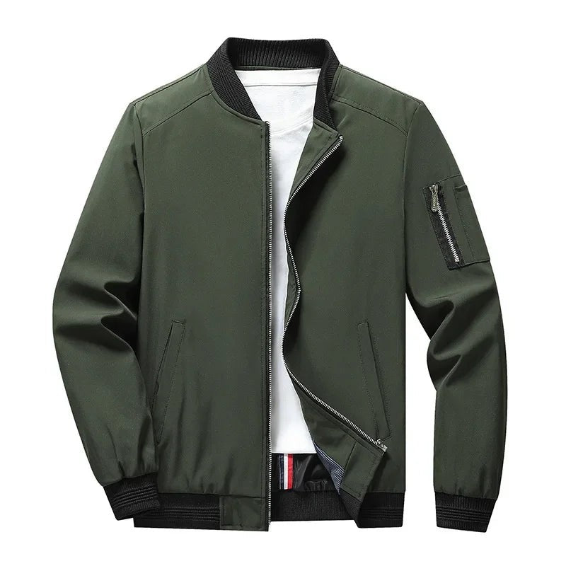 Men's Bomber Jacket - Ribbed Hem and Cuffs