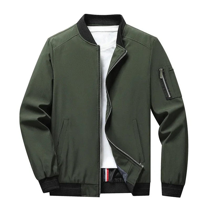 Men's Bomber Jacket - Ribbed Hem and Cuffs
