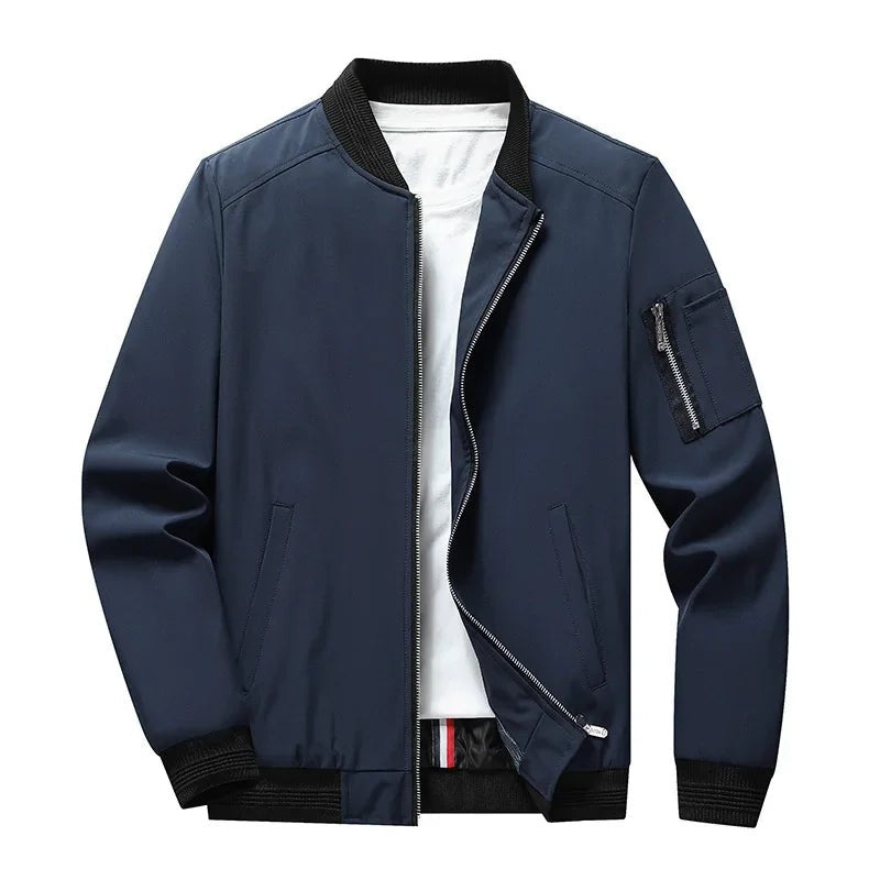 Men's Bomber Jacket - Ribbed Hem and Cuffs