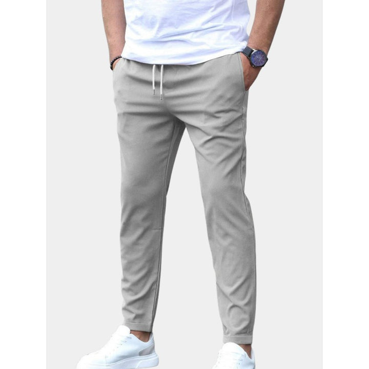 Men's Elastic Waist Trousers - Slim Tapered Fit