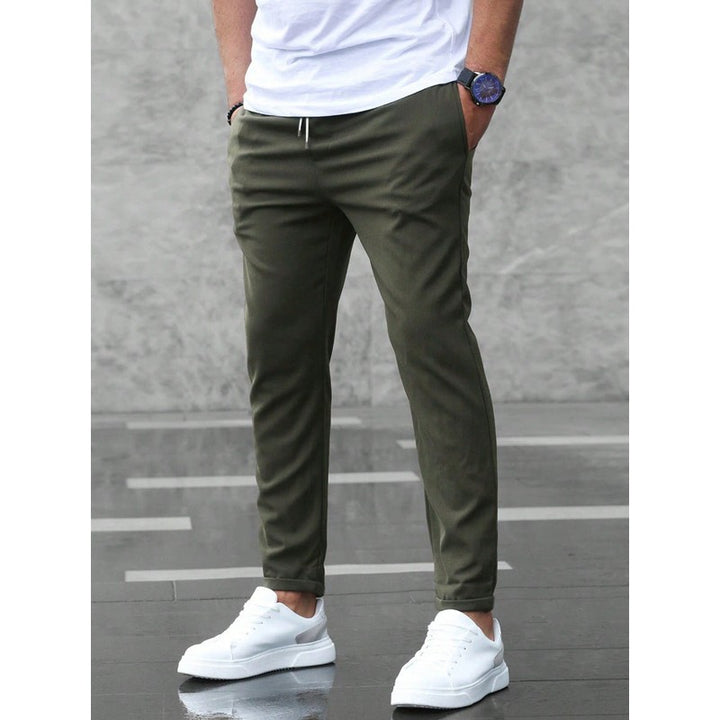 Men's Elastic Waist Trousers - Slim Tapered Fit