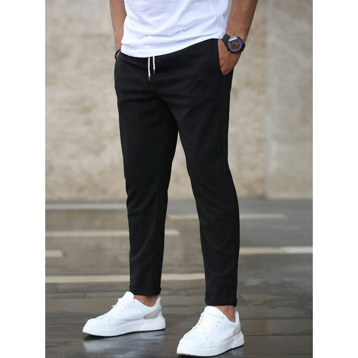 Men's Elastic Waist Trousers - Slim Tapered Fit