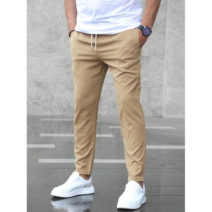 Men's Elastic Waist Trousers - Slim Tapered Fit
