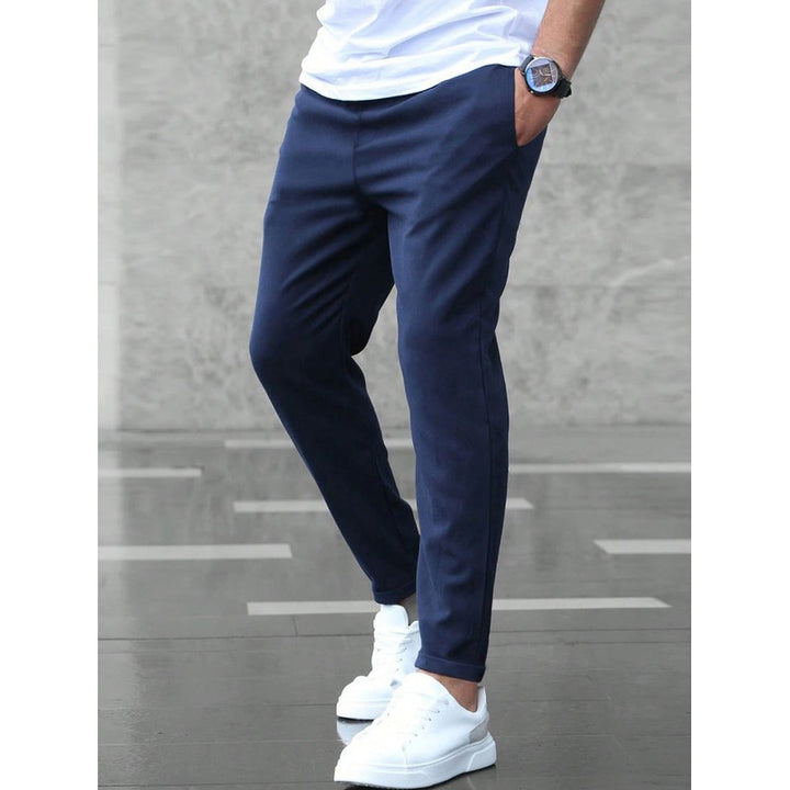 Men's Elastic Waist Trousers - Slim Tapered Fit