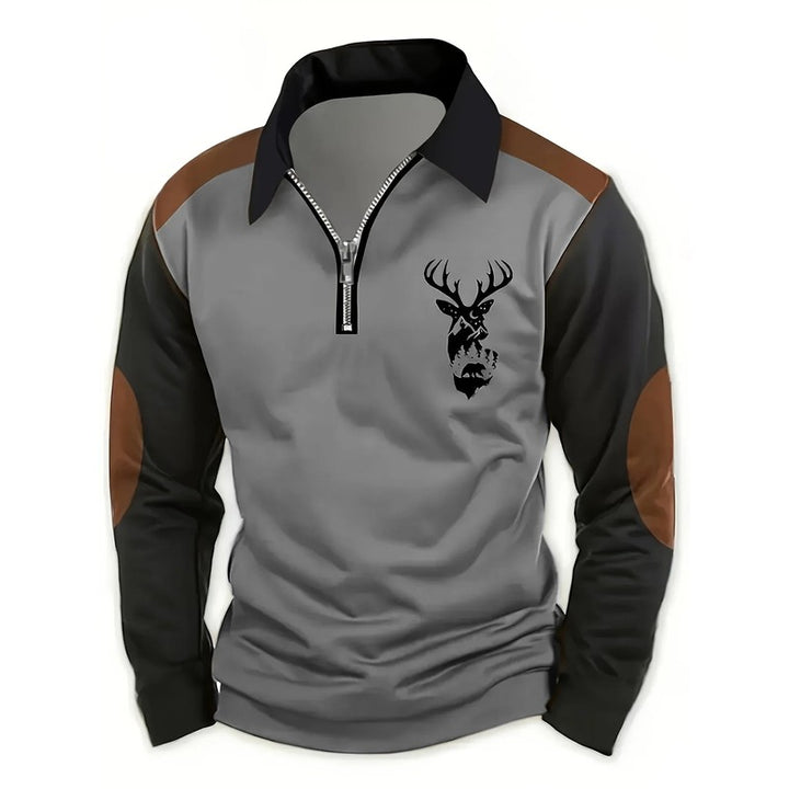 Men's Long Sleeve Polo Shirt - Color Block