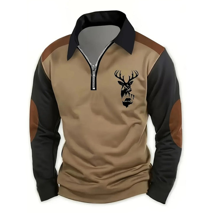 Men's Long Sleeve Polo Shirt - Color Block