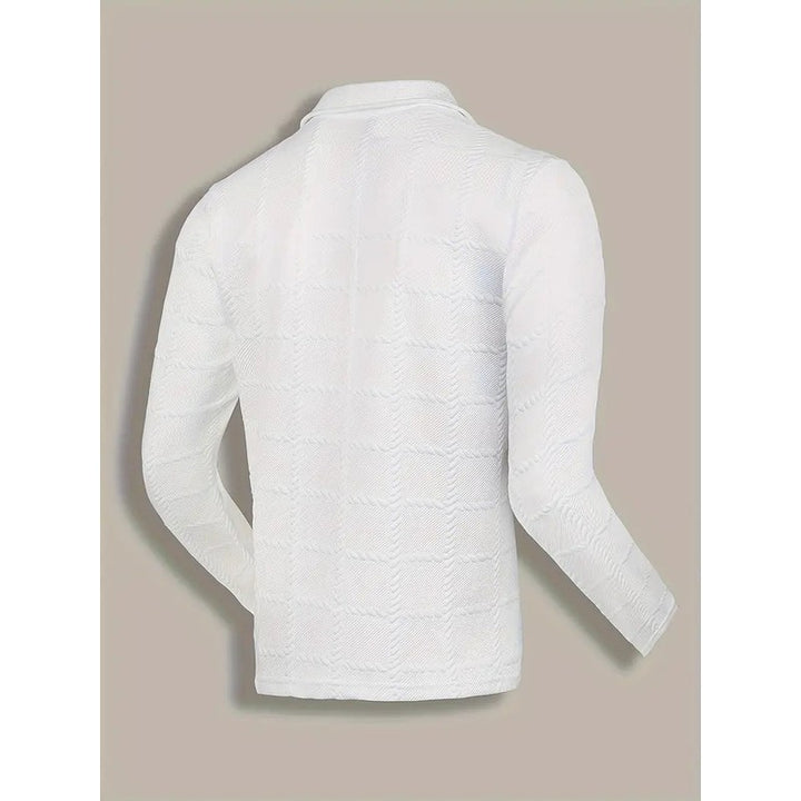 Men's Long-Sleeve Polo Shirt with Embossed Texture