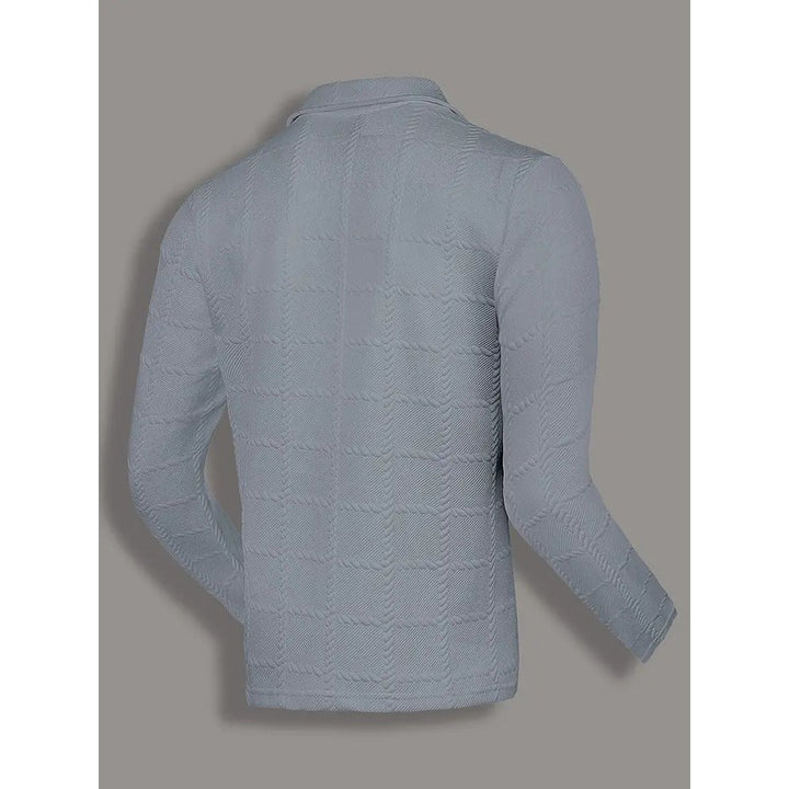 Men's Long-Sleeve Polo Shirt with Embossed Texture