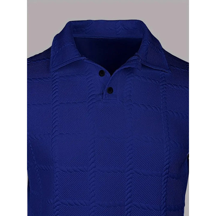 Men's Long-Sleeve Polo Shirt with Embossed Texture