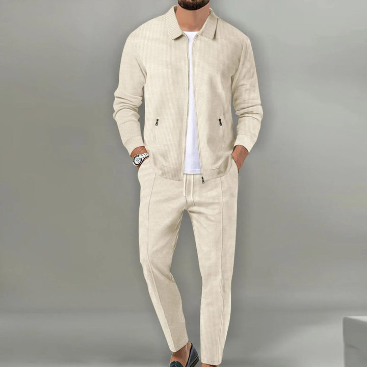 Men's Modern Tracksuit - Two-Piece Set with Zip Jacket