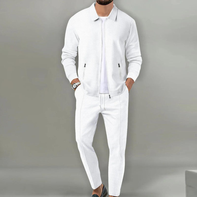 Men's Modern Tracksuit - Two-Piece Set with Zip Jacket