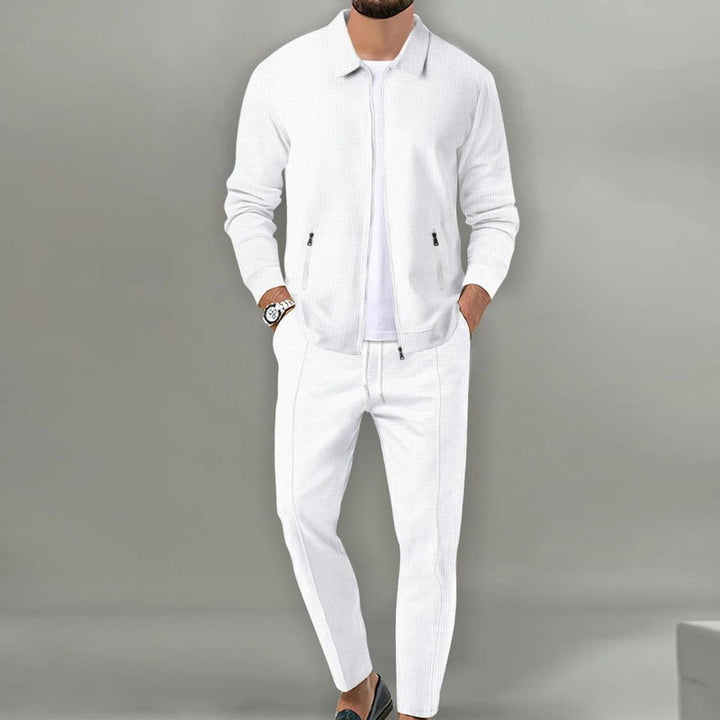 Men's Modern Tracksuit - Two-Piece Set with Zip Jacket