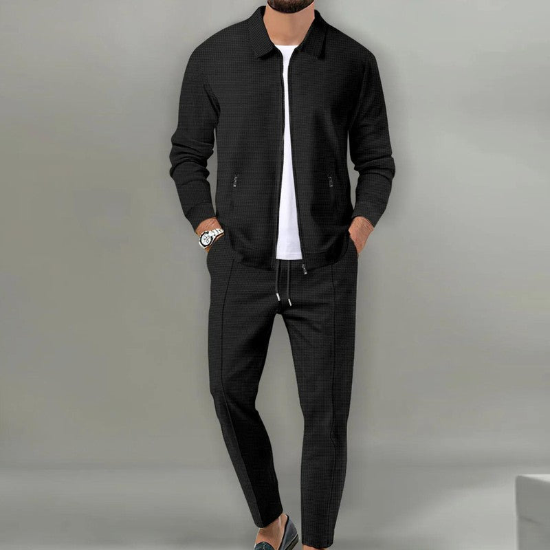 Men's Modern Tracksuit - Two-Piece Set with Zip Jacket