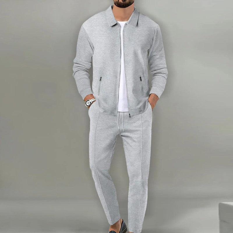 Men's Modern Tracksuit - Two-Piece Set with Zip Jacket