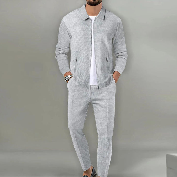 Men's Modern Tracksuit - Two-Piece Set with Zip Jacket