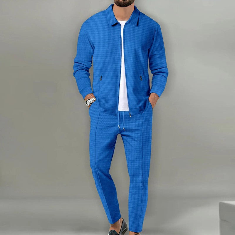 Men's Modern Tracksuit - Two-Piece Set with Zip Jacket