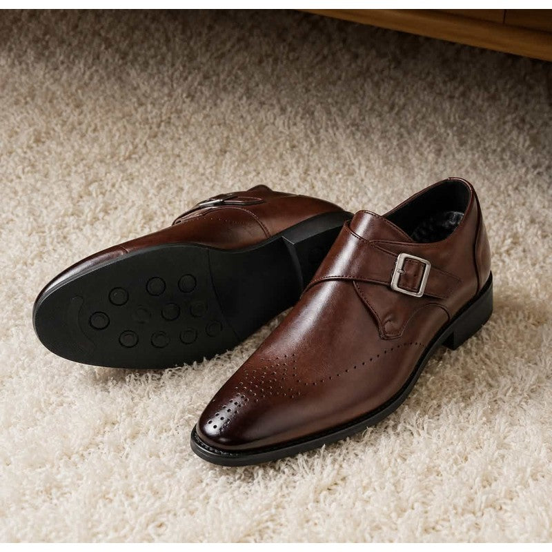 Men's Monkstrap Shoes - Square Toe Perforated
