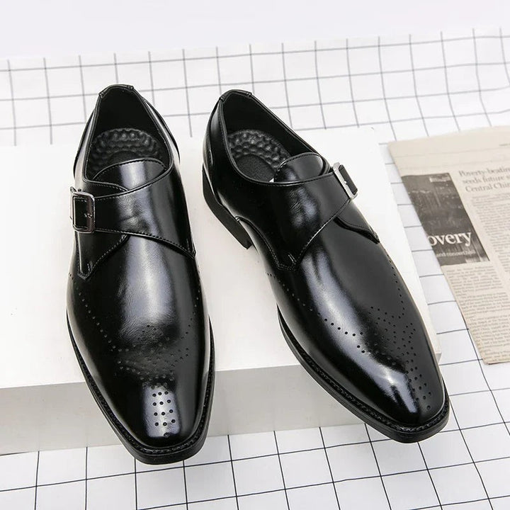 Men's Monkstrap Shoes - Square Toe Perforated