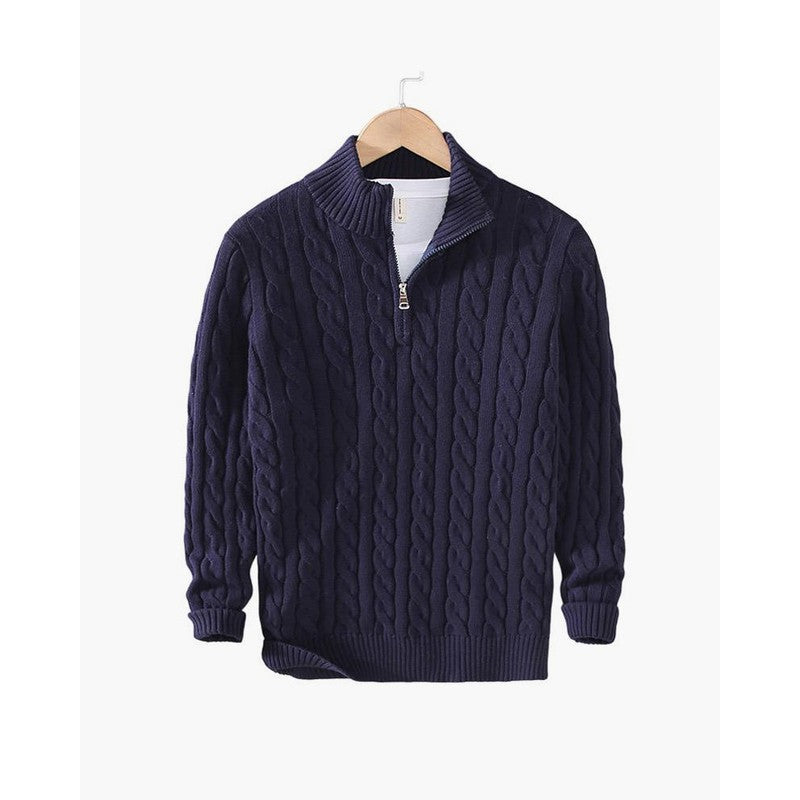 Men's Quarter-Zip Sweater - Cable Knit