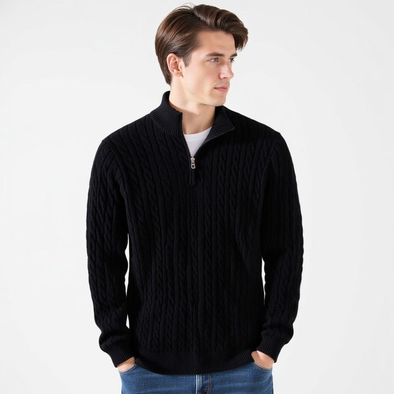 Men's Quarter-Zip Sweater - Cable Knit