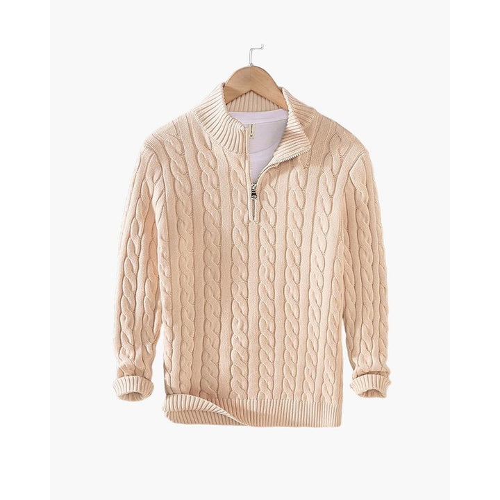 Men's Quarter-Zip Sweater - Cable Knit