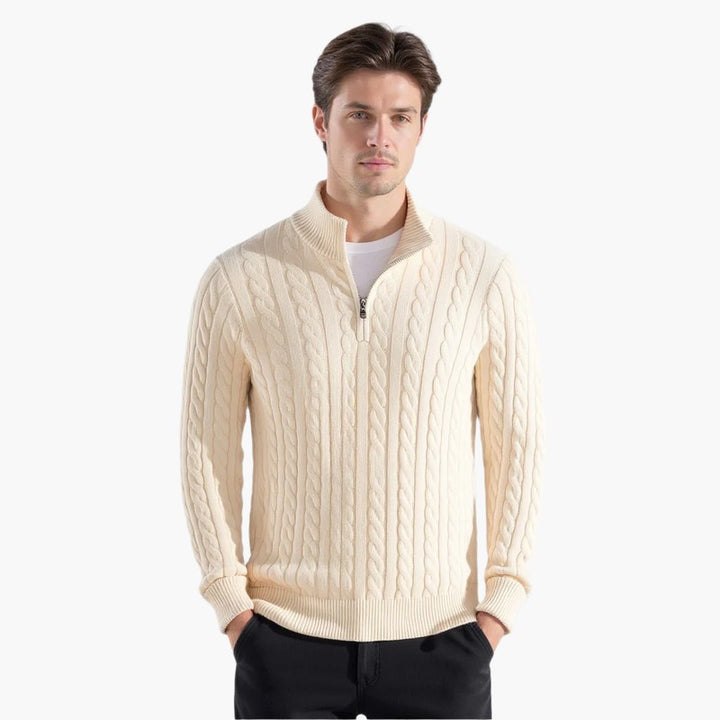 Men's Quarter-Zip Sweater - Cable Knit