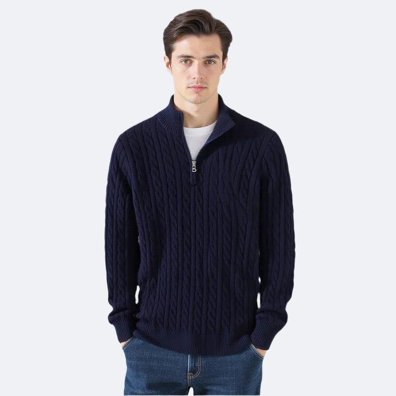 Men's Quarter-Zip Sweater - Cable Knit