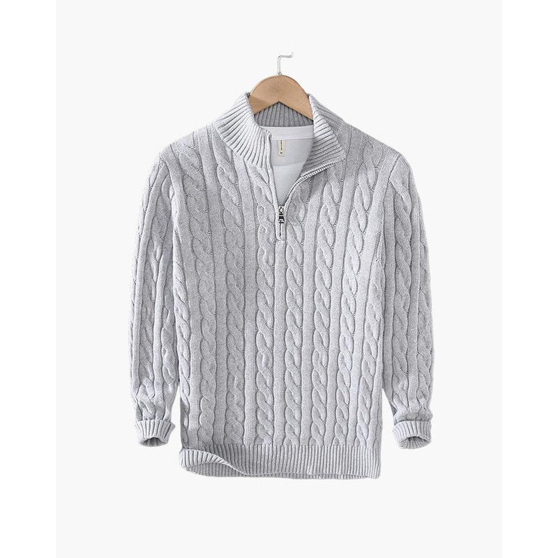 Men's Quarter-Zip Sweater - Cable Knit