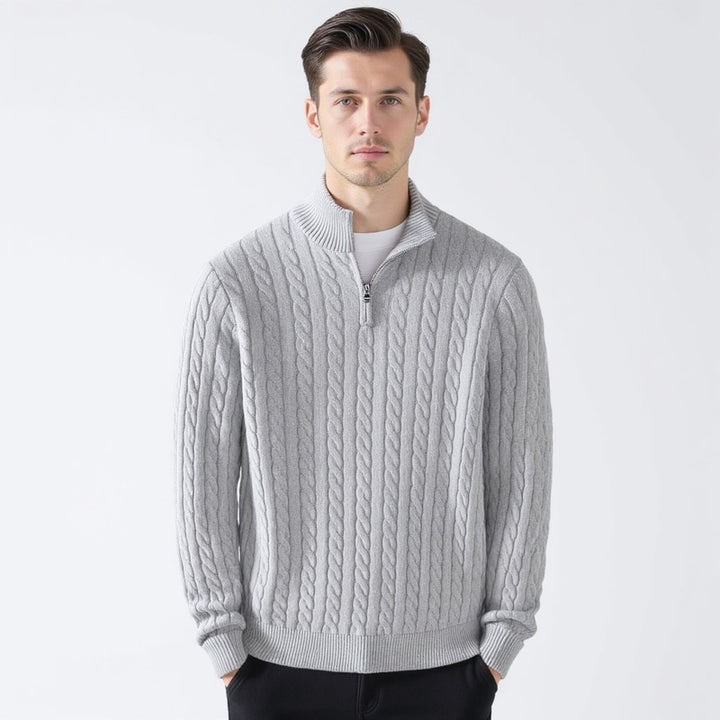 Men's Quarter-Zip Sweater - Cable Knit