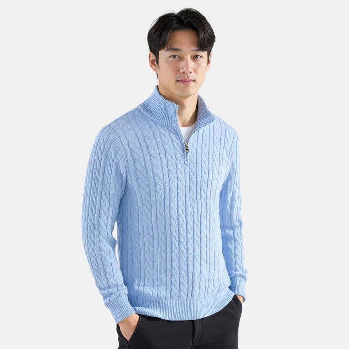 Men's Quarter-Zip Sweater - Cable Knit