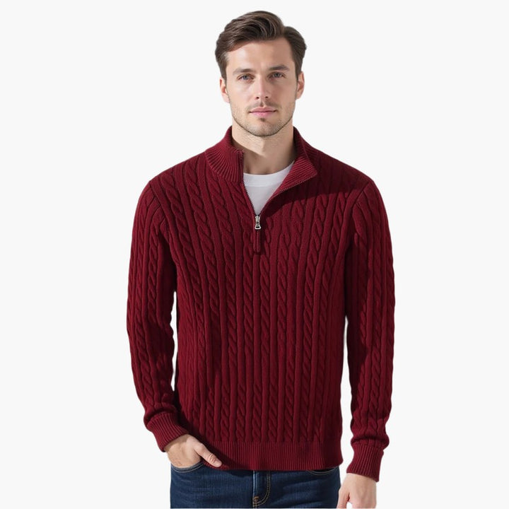 Men's Quarter-Zip Sweater - Cable Knit