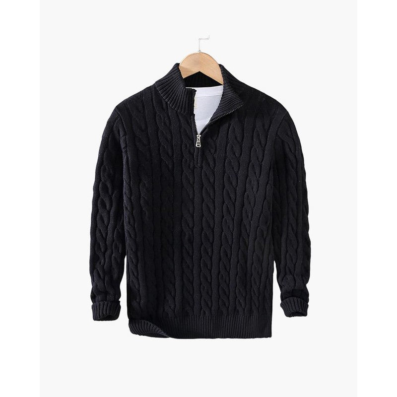 Men's Quarter-Zip Sweater - Cable Knit