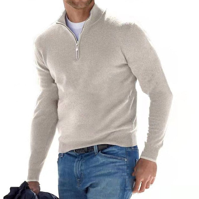 Men's Quarter-Zip Sweater - Ribbed Cuffs