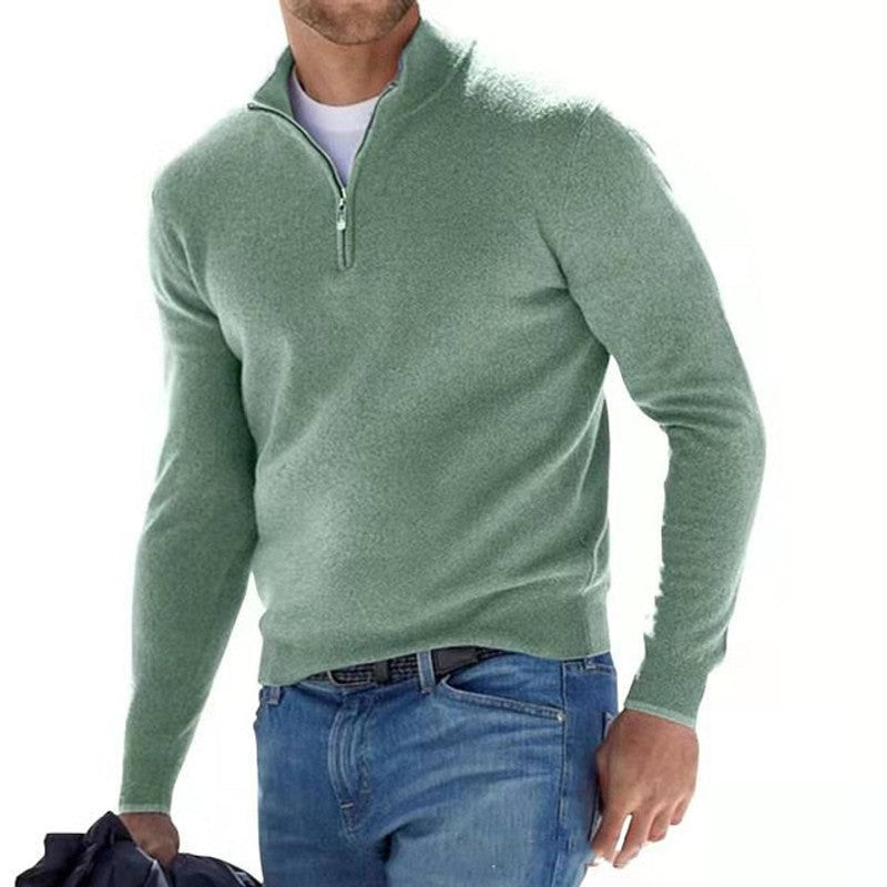 Men's Quarter-Zip Sweater - Ribbed Cuffs