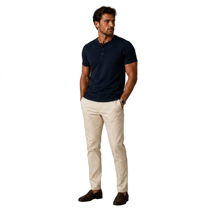Men's Short-Sleeve Henley Shirt - Solid Color