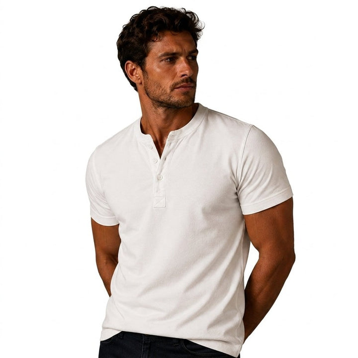Men's Short-Sleeve Henley Shirt - Solid Color
