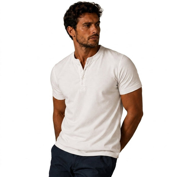 Men's Short-Sleeve Henley Shirt - Solid Color
