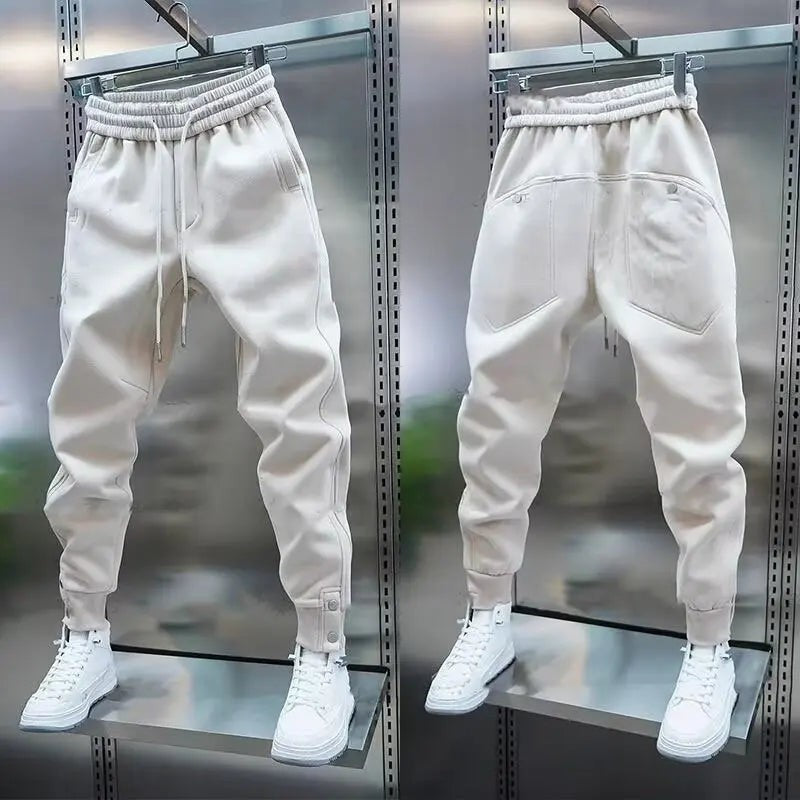 Men's Slim Fit Jogger Trousers - Elastic Waistband