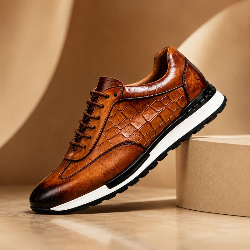 Men's Sneakers - Low-Top with Embossed Panel
