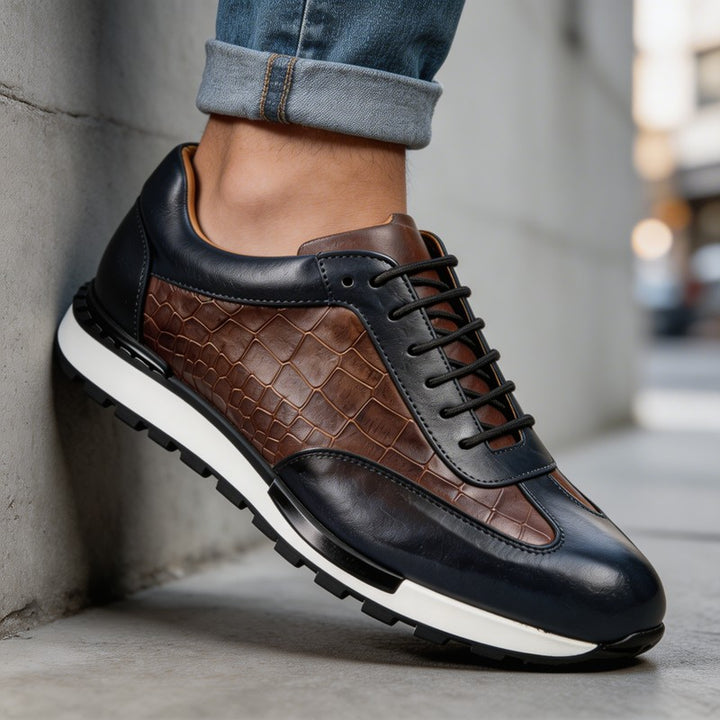 Men's Sneakers - Low-Top with Embossed Panel