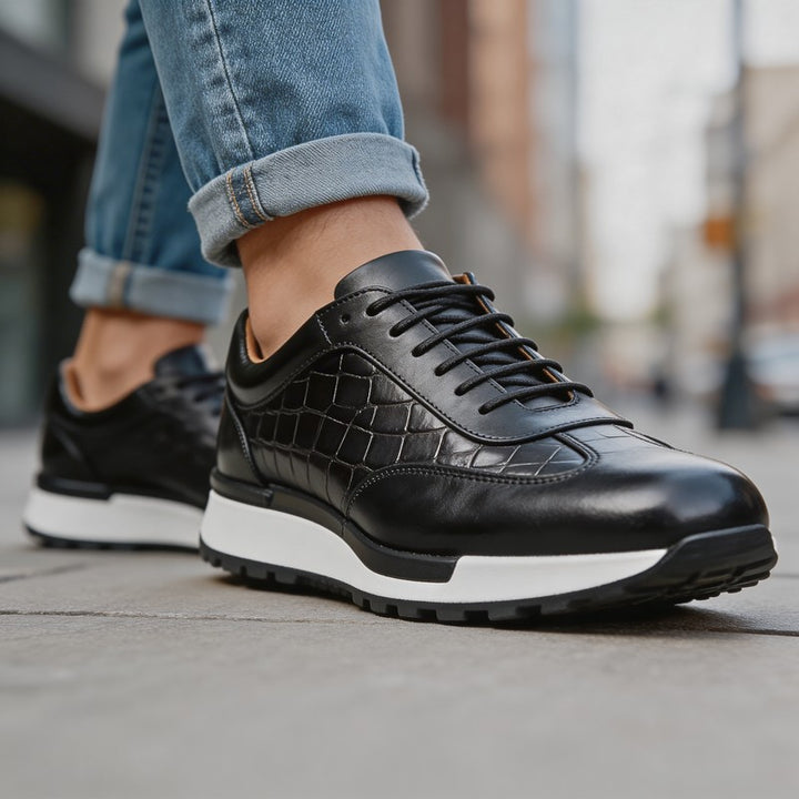 Men's Sneakers - Low-Top with Embossed Panel