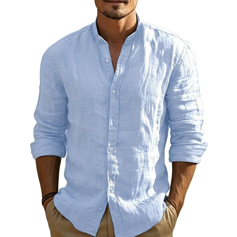 Men's Stand Collar Long-Sleeve Shirt