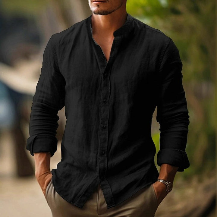 Men's Stand Collar Long-Sleeve Shirt