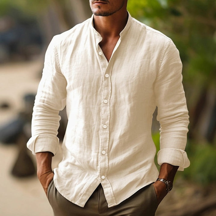 Men's Stand Collar Long-Sleeve Shirt