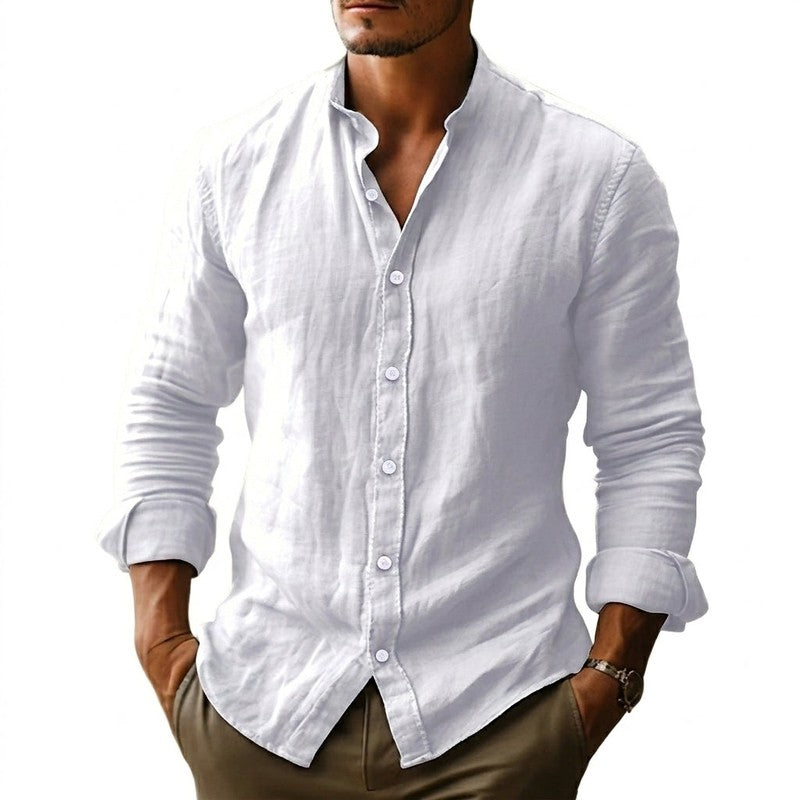 Men's Stand Collar Long-Sleeve Shirt