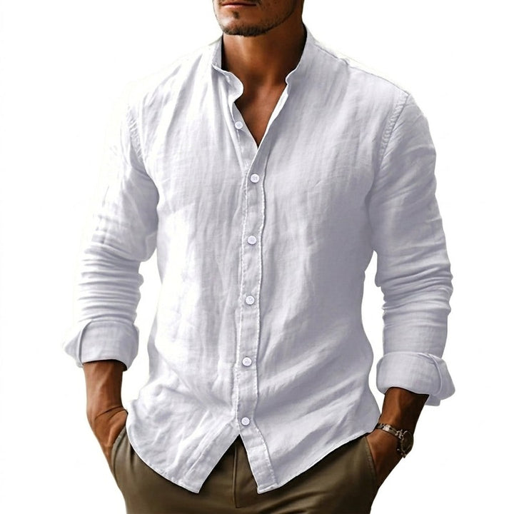 Men's Stand Collar Long-Sleeve Shirt